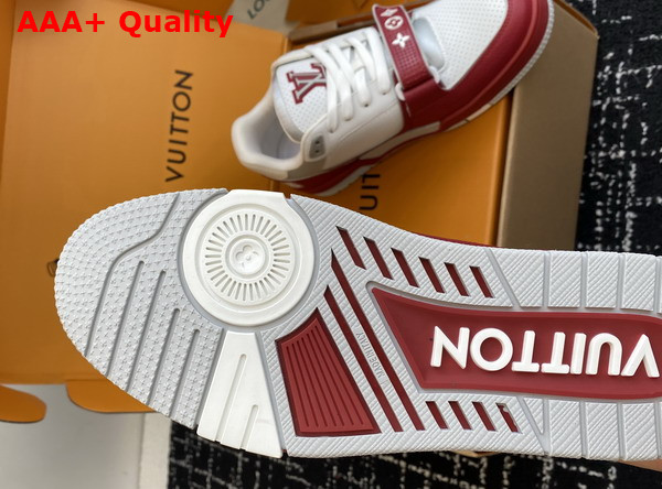 LV Trainer Sneaker in Red Perforated Calf Leather 1AHTCB Replica
