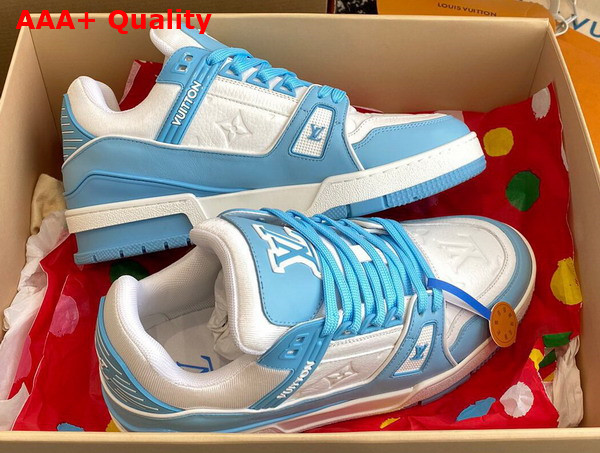 LV Trainer Sneaker in Sky Blue Grained Calf Leather 1AGZD6 Replica