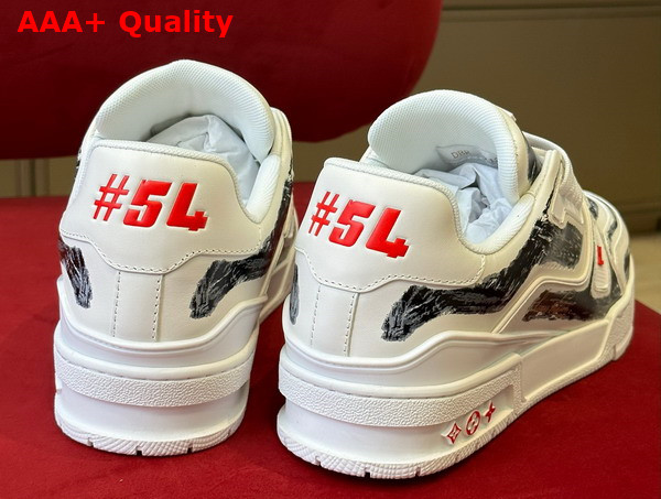 LV Trainer Sneaker in White Calf Leather with Black Graffiti Replica