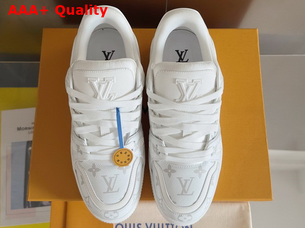 LV Trainer Sneaker in White Monogram Grained Calf Leather 1AHDMY Replica