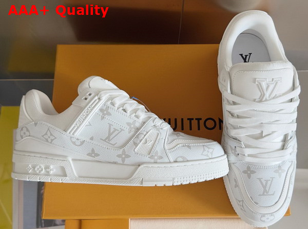 LV Trainer Sneaker in White Monogram Grained Calf Leather 1AHDMY Replica