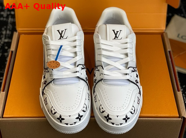 LV Trainer Sneaker in White Monogram Printed Calf Leather 1AHTOP Replica