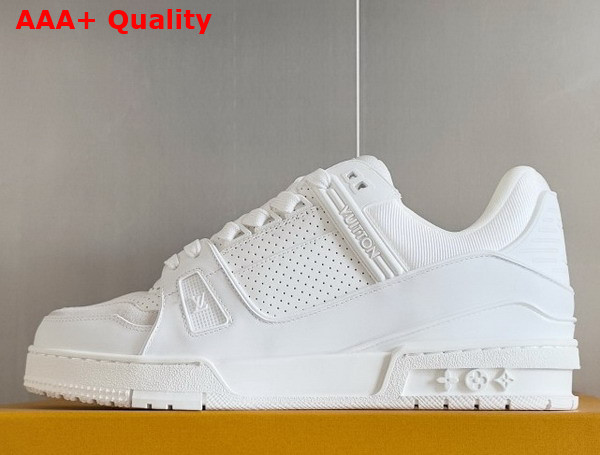 LV Trainer Sneaker in White Perforated Calf Lather Replica