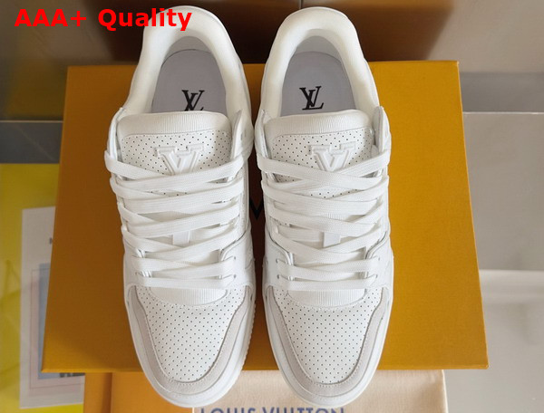 LV Trainer Sneaker in White Perforated Calf Lather Replica