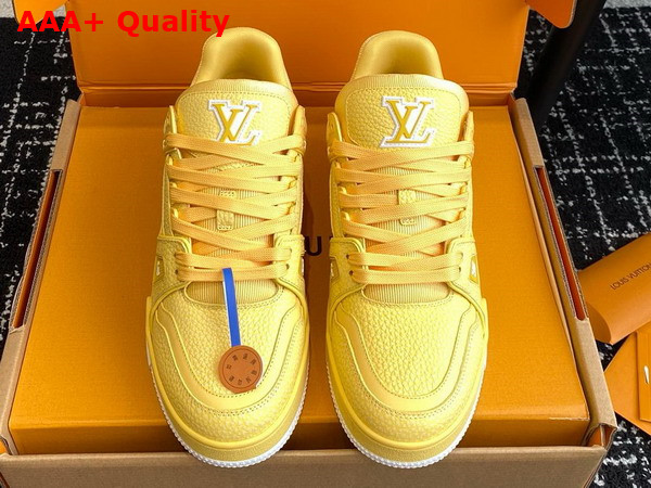 LV Trainer Sneaker in Yellow Grained Nubuck Calf Leather 1ACRMC Replica