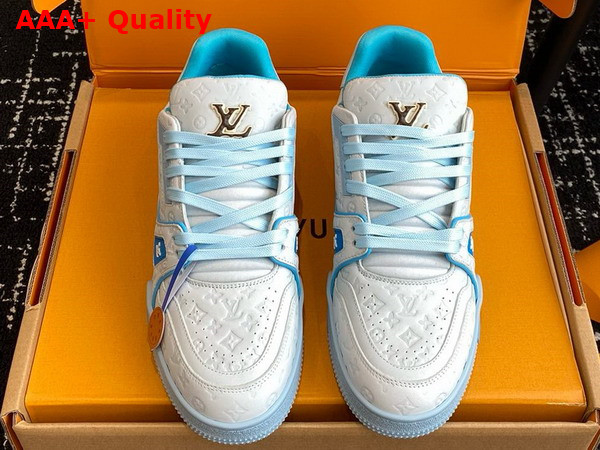 LV Ttrainer Sneaker in Blue Monogram Embossed Nubuck Calf Leather 1ACRYD Replica