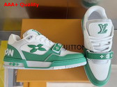 LV Ttrainer Sneaker in Green Perforated Calf Leather 1AHTCV Replica
