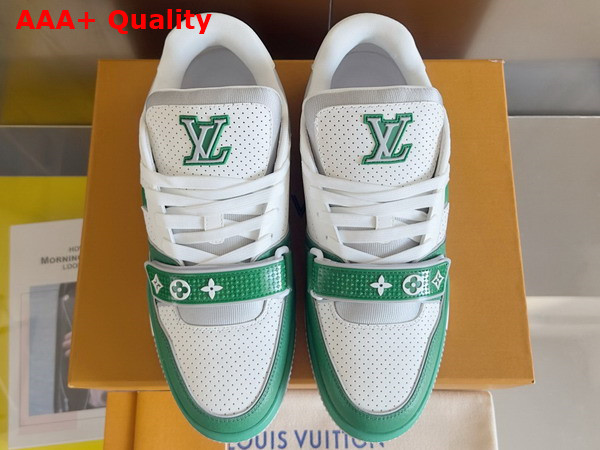 LV Ttrainer Sneaker in Green Perforated Calf Leather 1AHTCV Replica