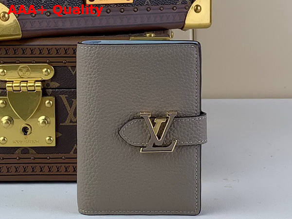 LV Vertical Compact Wallet in Galet Gray Taurillon Leather M82198 Replica