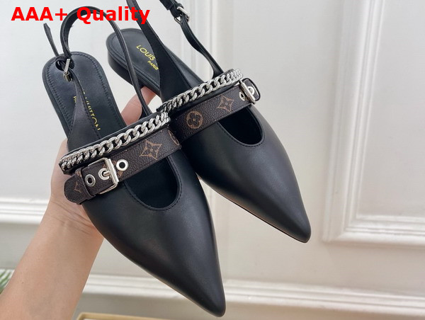 LV Vibe Slingback Flat Ballerina in Black Lambskin 1AHN91 Replica