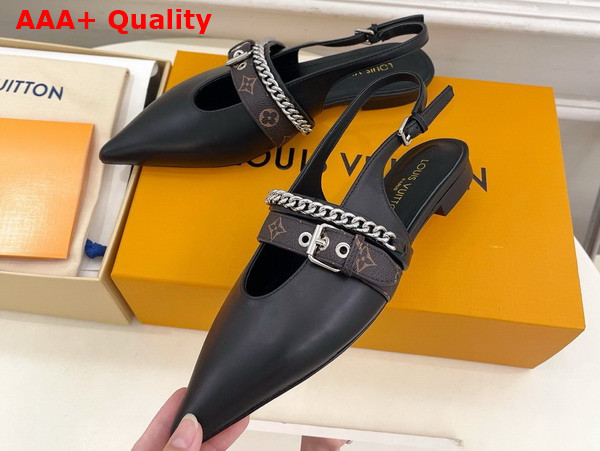 LV Vibe Slingback Flat Ballerina in Black Lambskin 1AHN91 Replica