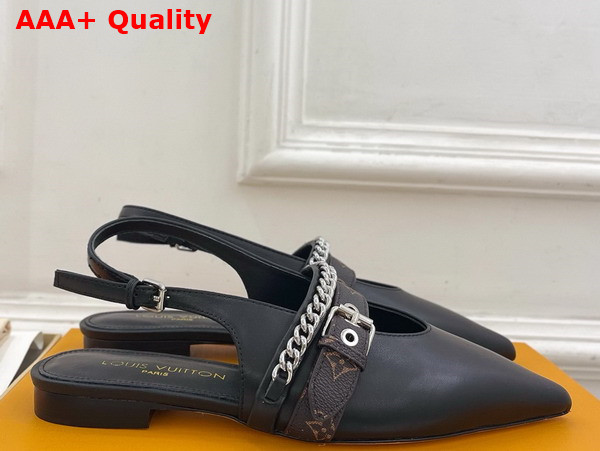 LV Vibe Slingback Flat Ballerina in Black Lambskin 1AHN91 Replica