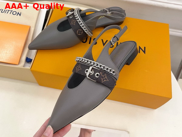 LV Vibe Slingback Flat Ballerina in Gray Lambskin 1AHNBJ Replica