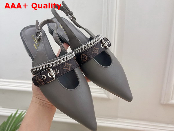 LV Vibe Slingback Flat Ballerina in Gray Lambskin 1AHNBJ Replica