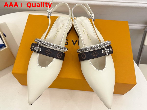 LV Vibe Slingback Flat Ballerina in Vanilla Lambskin 1AHNAN Replica