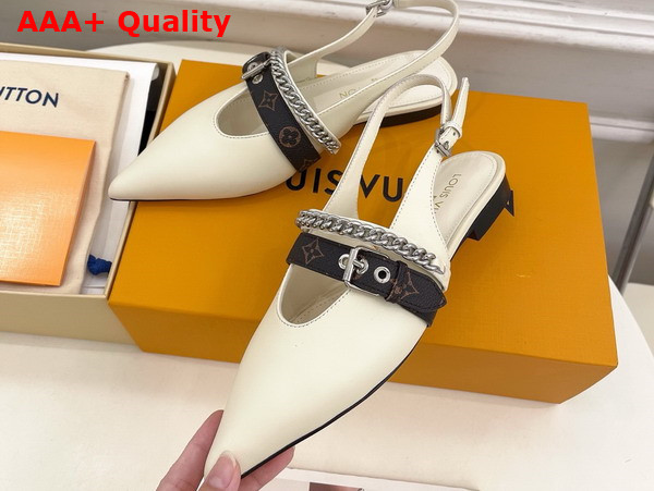 LV Vibe Slingback Flat Ballerina in Vanilla Lambskin 1AHNAN Replica
