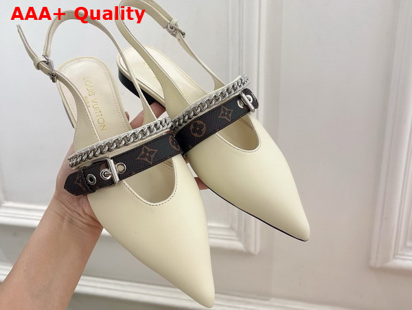 LV Vibe Slingback Flat Ballerina in Vanilla Lambskin 1AHNAN Replica