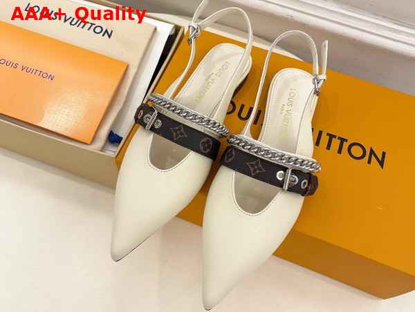 LV Vibe Slingback Flat Ballerina in Vanilla Lambskin 1AHNAN Replica