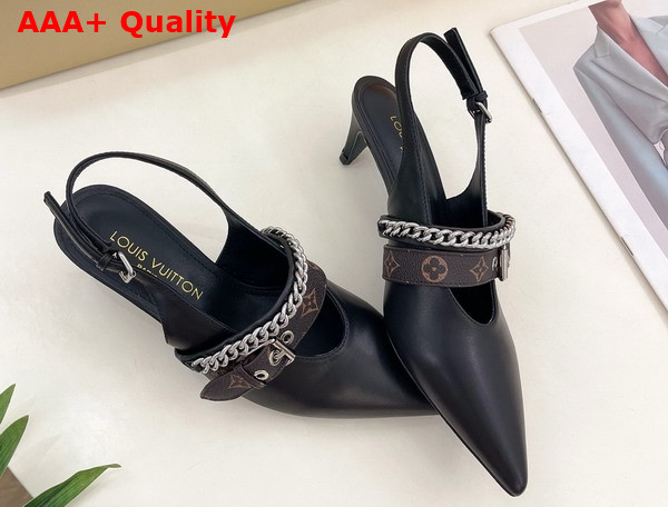 LV Vibe Slingback Pump in Black Lambskin 1AHKZJ Replica