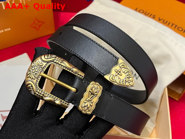 LV Western 25mm Belts in Black Leather M8653U Replica