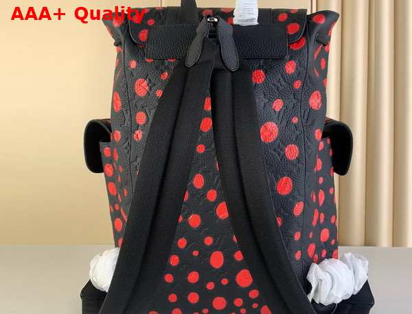 LV X YK Christopher Backpack Black and Red Taurillon Monogram Cowhide with Infinity Dots Print M21978 Replica