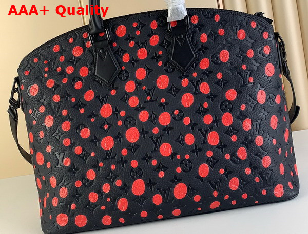 LV X YK Lock It Taurillon Monogram Cowhide with Infinity Dots Print Black and Red M21676 Replica