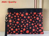 LV X YK Pochette To Go Taurillon Monogram Cowhide with Infinity Dots Print Black and Red M82019 Replica