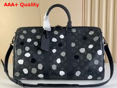 LV X YK keepall 45 Black and Silver Monogram Eclipse Coated Canvas with 3D Painted Dots Print M46400 Replica