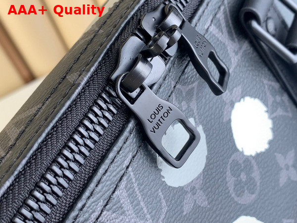 LV X YK keepall 45 Black and Silver Monogram Eclipse Coated Canvas with 3D Painted Dots Print M46400 Replica