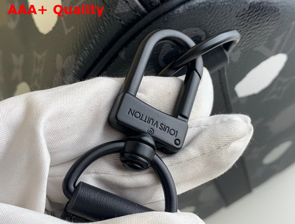 LV X YK keepall 45 Black and Silver Monogram Eclipse Coated Canvas with 3D Painted Dots Print M46400 Replica