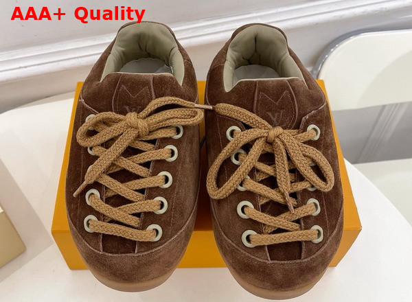 LV Yeti Lace Up Shoe in Brown Woolly Fabric 1AIJBH Replica