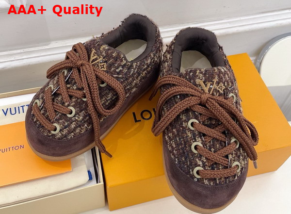 LV Yeti Lace Up Shoe in Brown Woolly Fabric 1AIJBH Replica