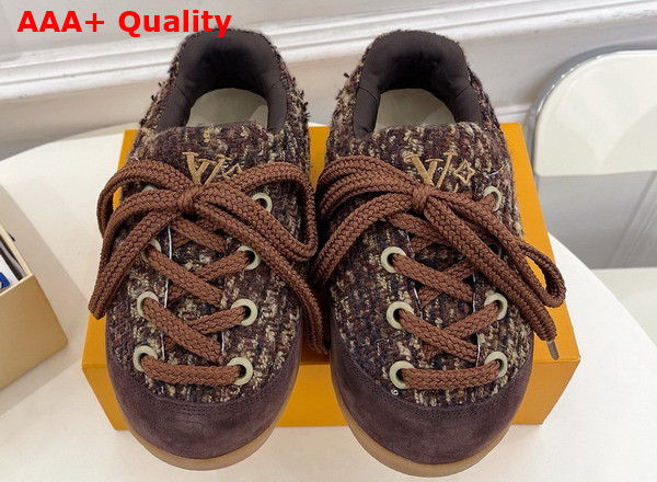 LV Yeti Lace Up Shoe in Brown Woolly Fabric 1AIJBH Replica