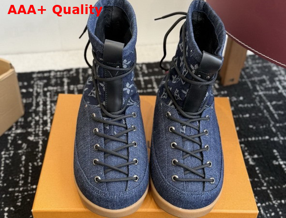 LV Yeti Mid Boot in Navy Blue Monogram Pattern Denim 1AIZI4 Replica