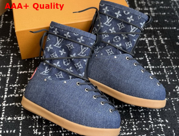 LV Yeti Mid Boot in Navy Blue Monogram Pattern Denim 1AIZI4 Replica