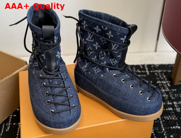 LV Yeti Mid Boot in Navy Blue Monogram Pattern Denim 1AIZI4 Replica