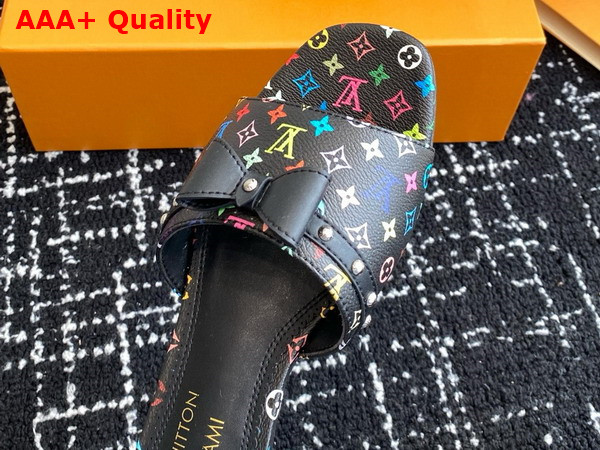 LV x TM 6am Flat Mule in Black Multicolored Monogram Canvas Replica