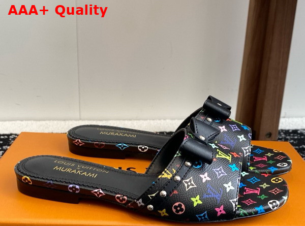 LV x TM 6am Flat Mule in Black Multicolored Monogram Canvas Replica