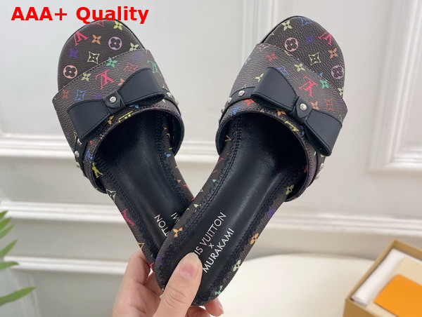 LV x TM 6am Flat Mule in Black Multicolored Monogram Coated Canvas Replica
