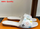 LV x TM 6am Flat Mule in Blanc Multicolored Lambskin Leather 1AGVW7 Replica