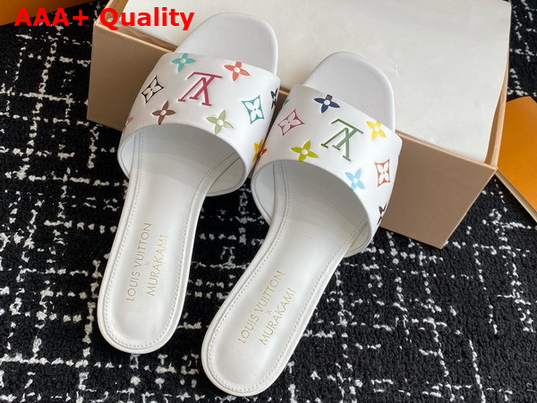 LV x TM 6am Flat Mule in Blanc Multicolored Lambskin Leather 1AGVW7 Replica