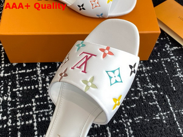 LV x TM 6am Flat Mule in Blanc Multicolored Lambskin Leather 1AGVW7 Replica