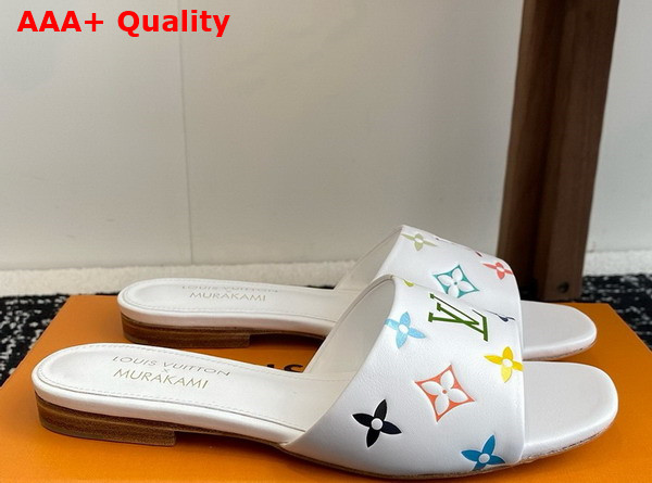 LV x TM 6am Flat Mule in Blanc Multicolored Lambskin Leather 1AGVW7 Replica