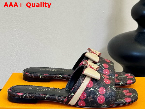 LV x TM 6am Flat Mule in Monogram Cherry Coated Canvas Replica