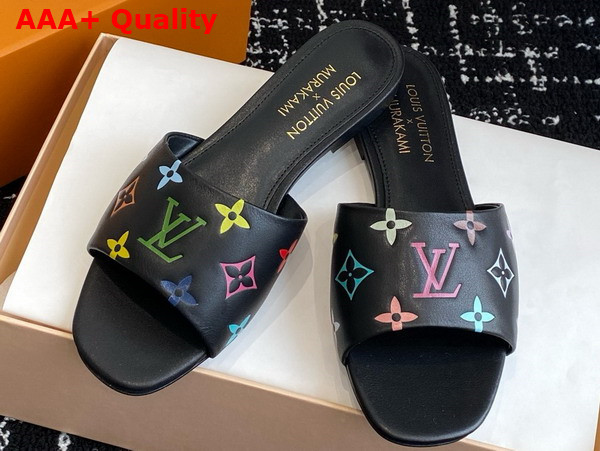 LV x TM 6am Flat Mule in Noir Multicolored Lambskin Leather 1AGVX9 Replica