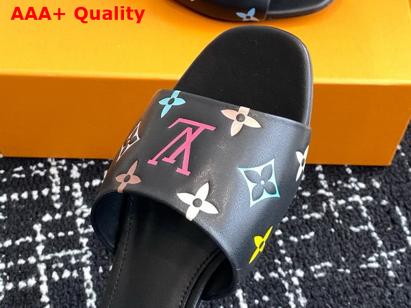 LV x TM 6am Flat Mule in Noir Multicolored Lambskin Leather 1AGVX9 Replica