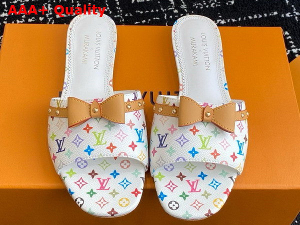 LV x TM 6am Flat Mule in White Multicolored Monogram Canvas 1AGZUV Replica