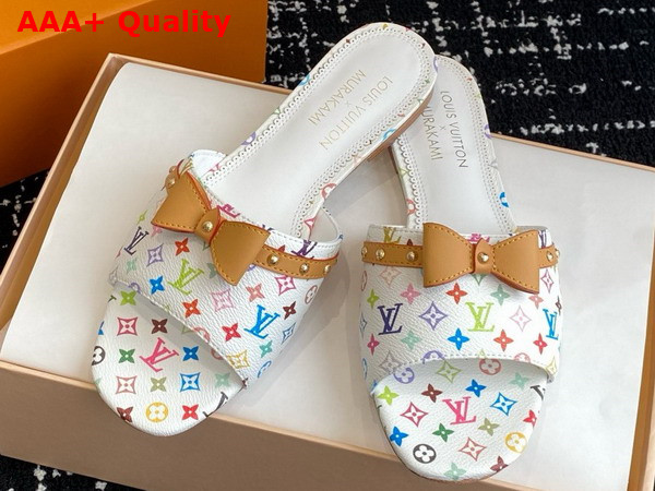 LV x TM 6am Flat Mule in White Multicolored Monogram Canvas 1AGZUV Replica