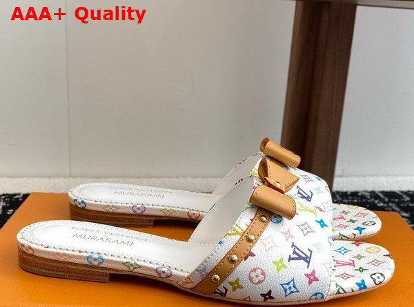LV x TM 6am Flat Mule in White Multicolored Monogram Canvas 1AGZUV Replica