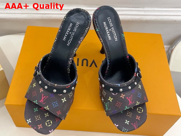 LV x TM 6am Mule Black Multicolored Monogram Coated Canvas Replica
